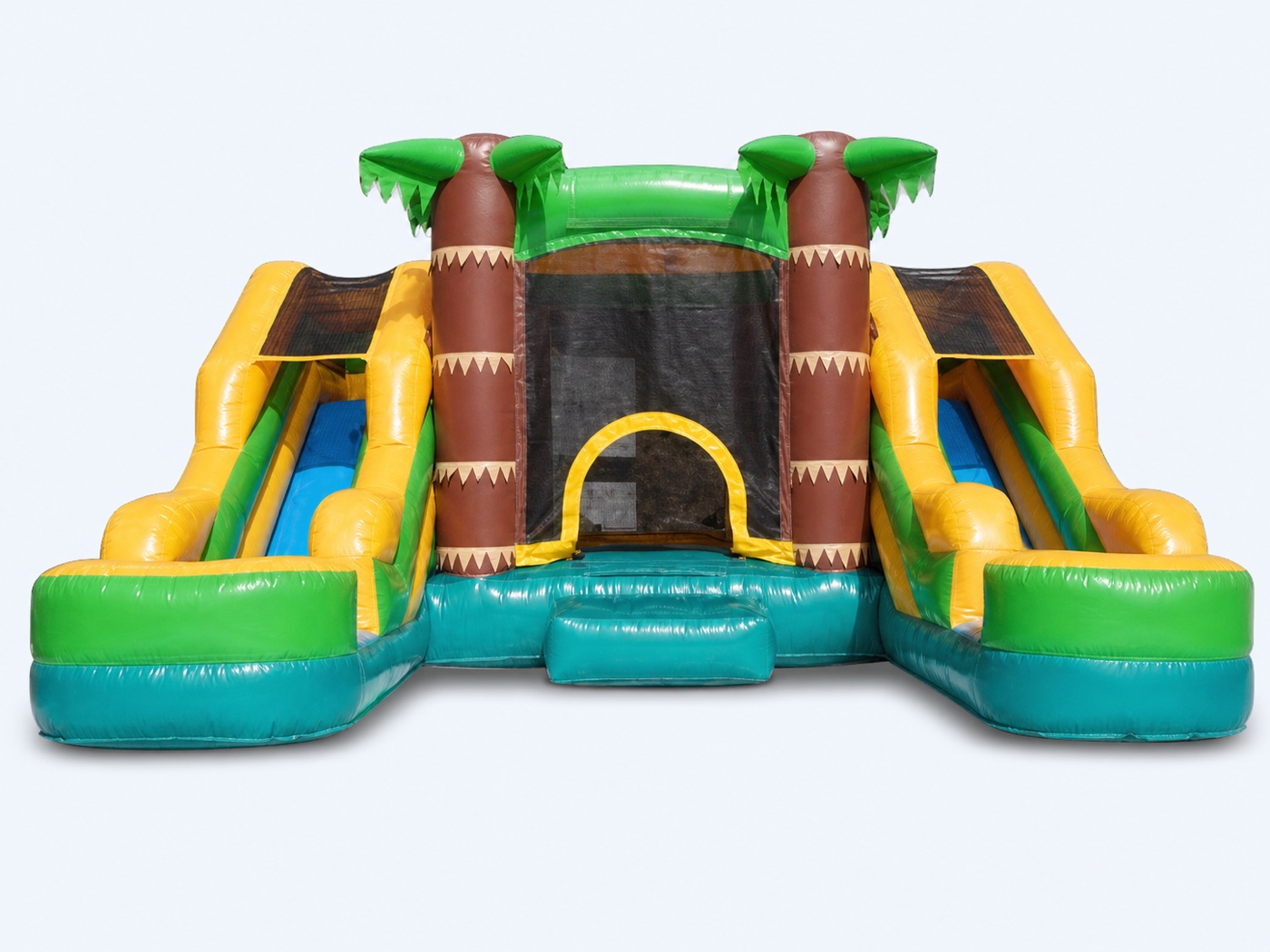 Tropical middle-bounce combo with two side slides on a clean studio background
