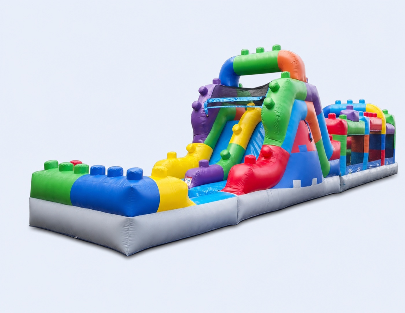 42-foot obstacle course with dual slide on a clean studio background