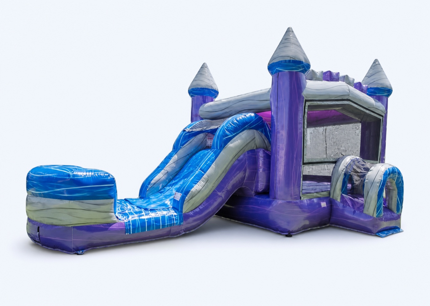 Purple castle bounce-and-slide combo on a clean studio background